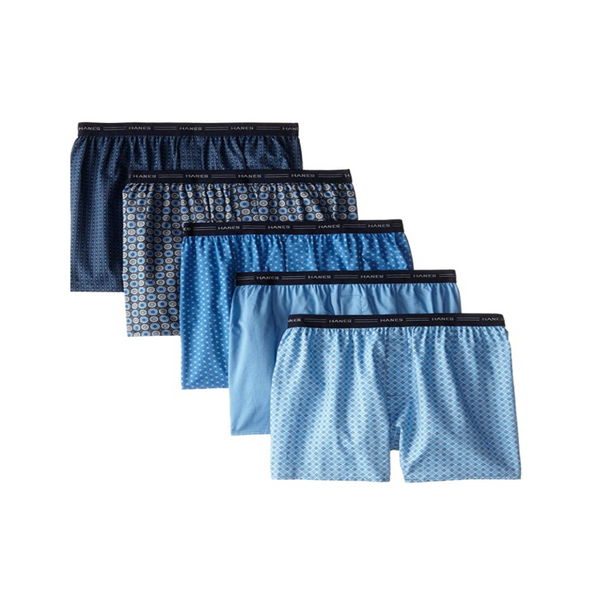 Hanes Men's 5-Pack Printed Woven Exposed Waistband Boxers