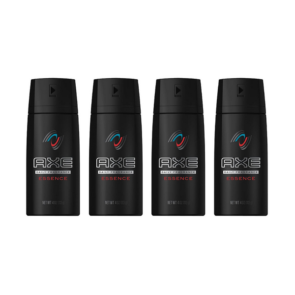 4 botellas de spray corporal AXE para hombres, esencia