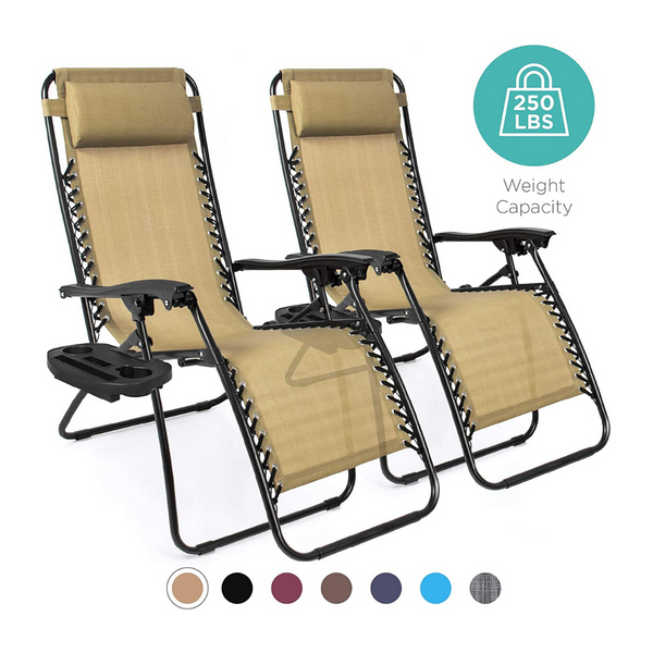 Set of 2 Adjustable Zero Gravity Lounge Chair Recliners (3 Colors)