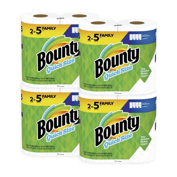 8 Family (20 Regular) Rolls Of Bounty Quick-Size Paper Towels