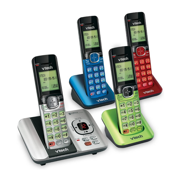 Teléfono inalámbrico VTech de 4 auriculares con contestador automático e identificador de llamadas