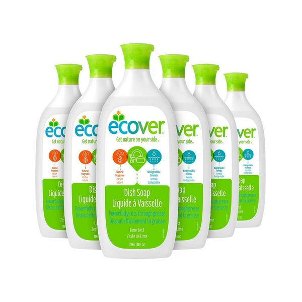 6 botellas de jabón para platos Ecover, ralladura de lima