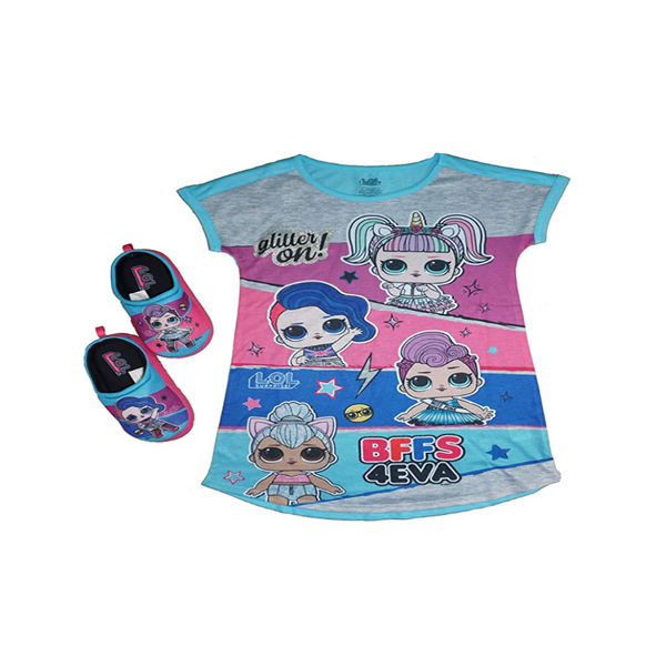 L.O.L. Surprise! Girls Pajama Set, Dorm Pjs with Slippers
