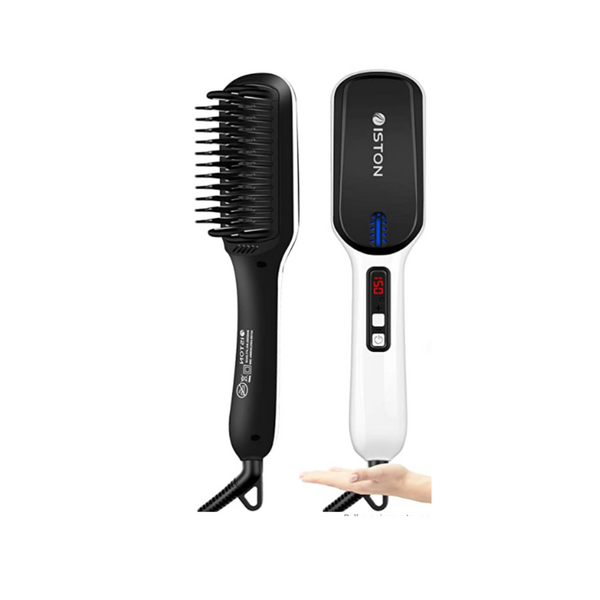 Hair Straightener Brush with Anti-Scald Feature