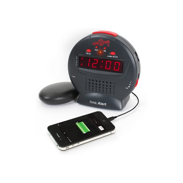Sonic Bomb Jr. Reloj despertador con vibrador agitador de cama