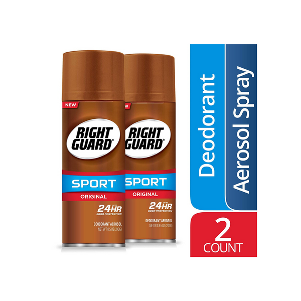 2 Bottles Of Right Guard Sport Original Deodorant Aerosol Spray