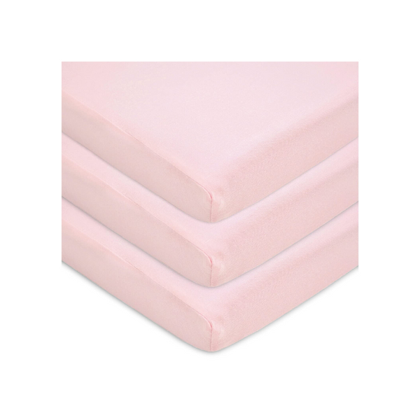 Paquete de 3 sábanas ajustables para minicuna American Baby Company 100% algodón (rosa)