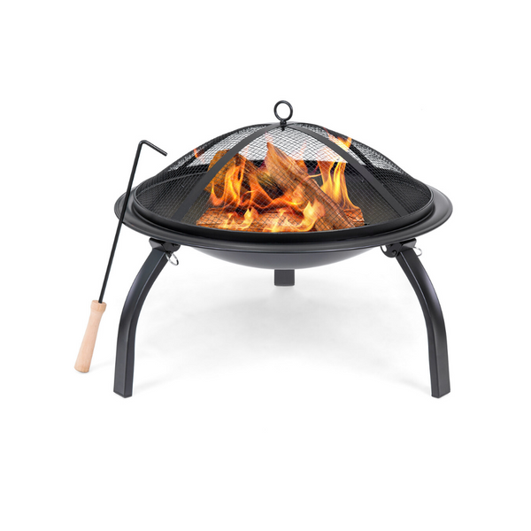 Brasero de acero plegable de 22" con cubierta de malla