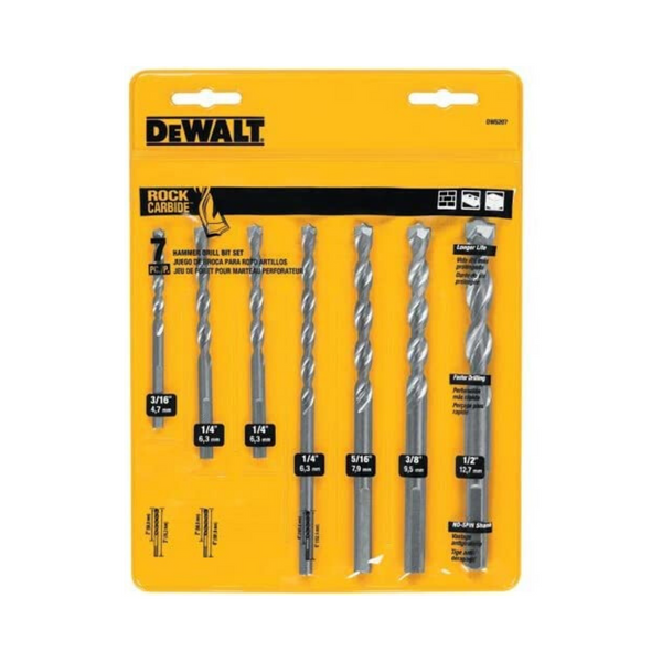 7-Piece DeWALT Percussion Masonry Drill Bit Set
