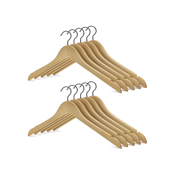 10 perchas para trajes de madera maciza