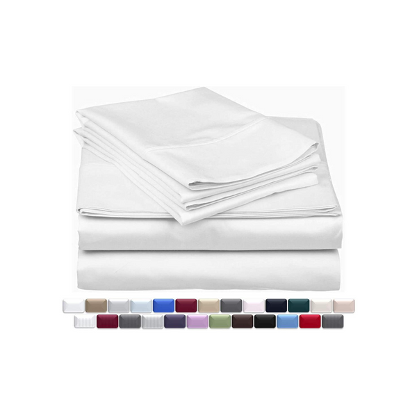 True Luxury 1000-Thread-Count 100% Egyptian Cotton Bed Sheets, 4-Pc King White Sheet Set