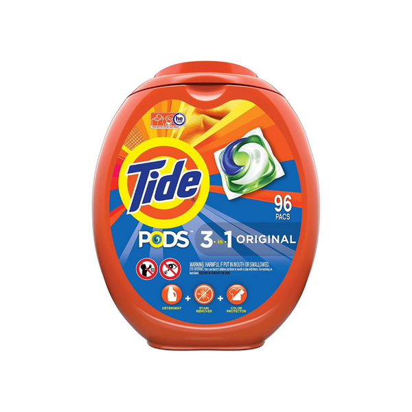 Paquetes de detergente para ropa Tide o Gain de 96 unidades (varios)