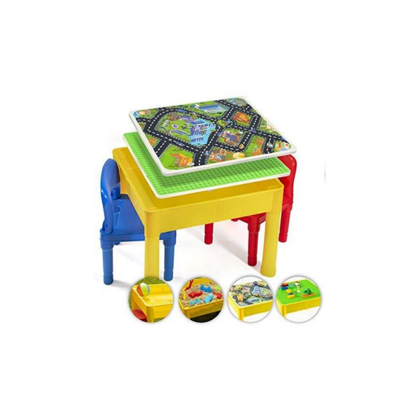 Juego de mesa de juegos de actividades 5 en 1 para niños Prextex con 2 sillas