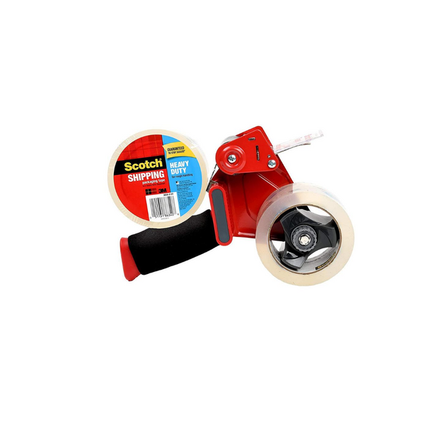 2 Rolls Of Scotch Heavy Duty Shipping Packaging Tape With Tape Gun Dispenser