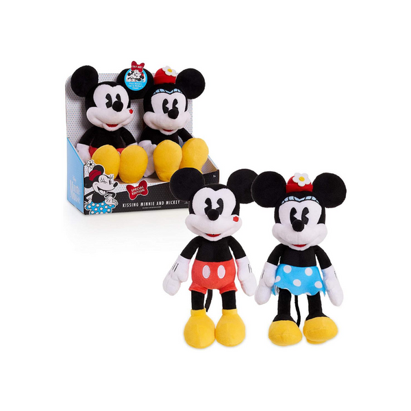 Peluche clásico de Mickey y Minnie besándose