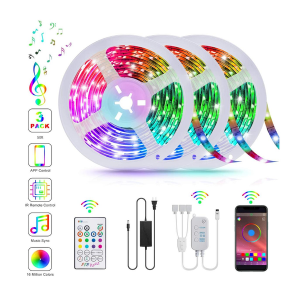 50 Foot LED Strip Lights With App And Music Sync