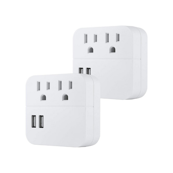 Paquete de 2 grifos protectores contra sobretensiones GE Outlet 2 USB, estación de carga