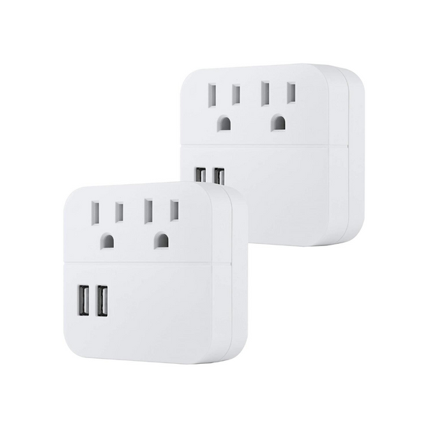 2-Pack GE Outlet 2 USB Surge Protector Tap, Charging Station