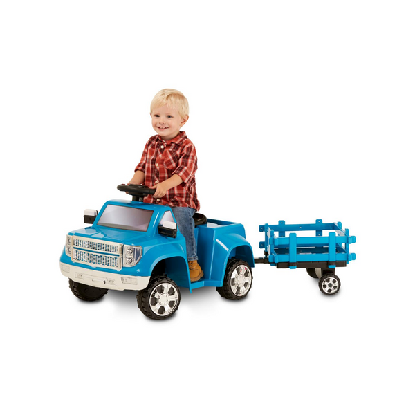 Kid Trax Toddler Ride-On Heavy Hauling Truck with Trailer (Blue)
