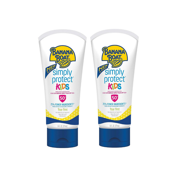 2 botellas de loción protectora solar SPF 50 Simply Protect Tear Free de Banana Boat