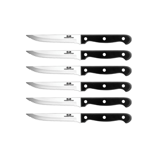 6 cuchillos de carne dentados de acero inoxidable