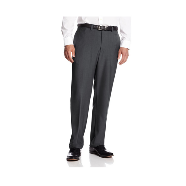 Haggar Pantalón de vestir con cintura expandible y frente liso para hombre