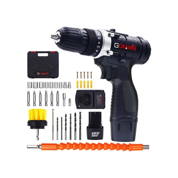 Cordless Drill With 100 Accessories And 2 Batteries