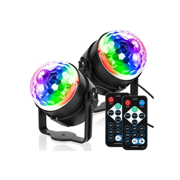 2 luces de fiesta de bola de discoteca con sonido activado