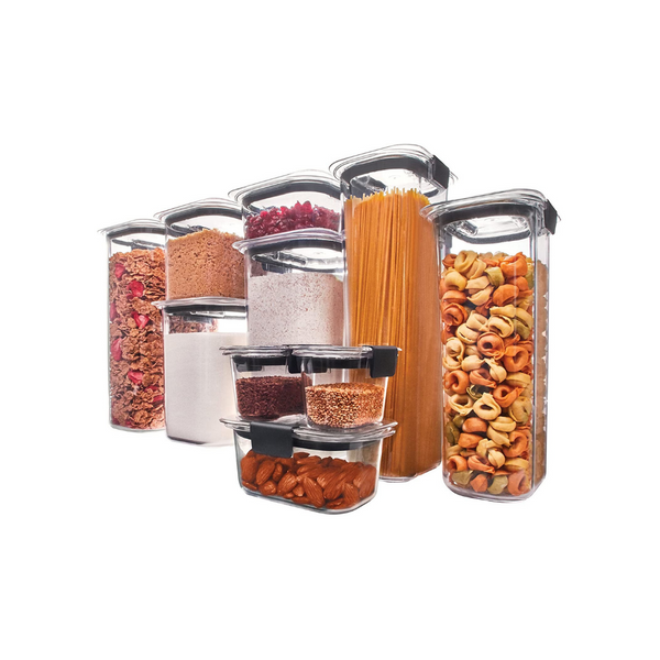 Contenedores herméticos para almacenamiento de alimentos Rubbermaid Brilliance Pantry de 10 piezas con tapas