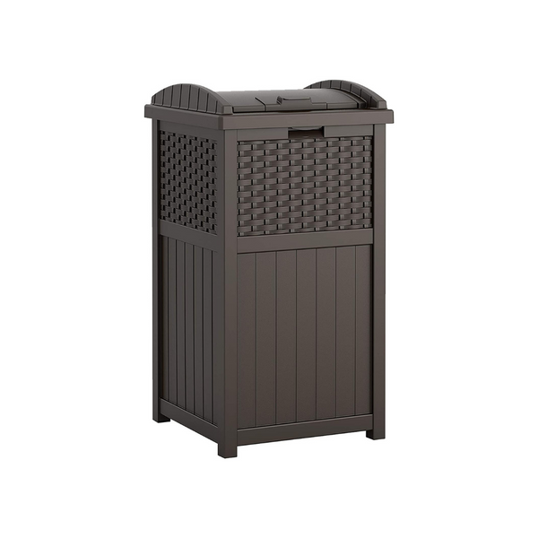Suncast 33 Gallon Hideaway Can Resin Outdoor Trash with Lid