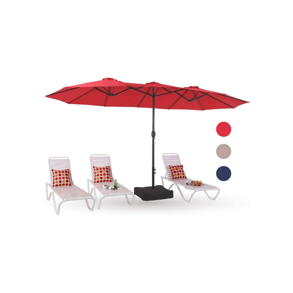 Sombrilla de mesa para patio al aire libre de 15 pies con soporte (3 colores)