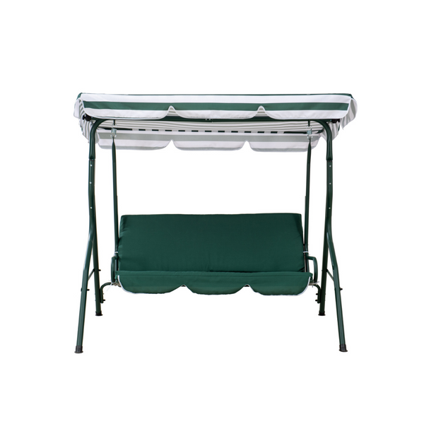 Sunjoy Foxton Green Striped Covered 3-Seat Swing