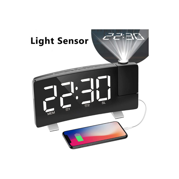 Projection Digital Alarm Clock With USB Charger