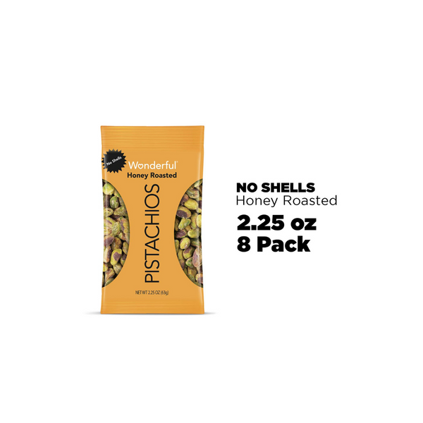 8 Bags Of Wonderful Pistachios, No Shells, Honey Roasted