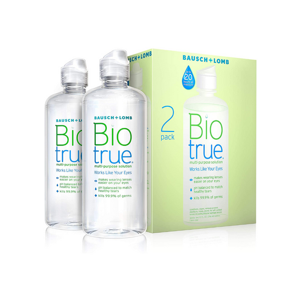 Paquete de 2 10 oz. Bausch + Lomb Biotrue Solución multiusos para lentes de contacto blandas