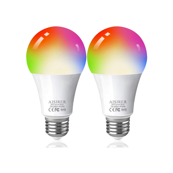 2 bombillas LED inteligentes que cambian de color.