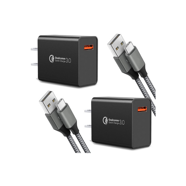 2 cargadores Quick Charge 3.0 y 2 cables tipo C
