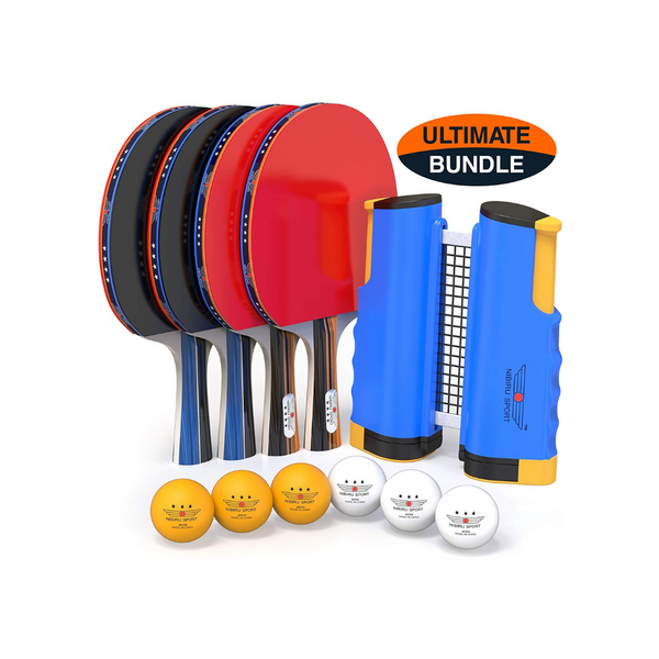Juego de palas de ping pong profesional con red retráctil
