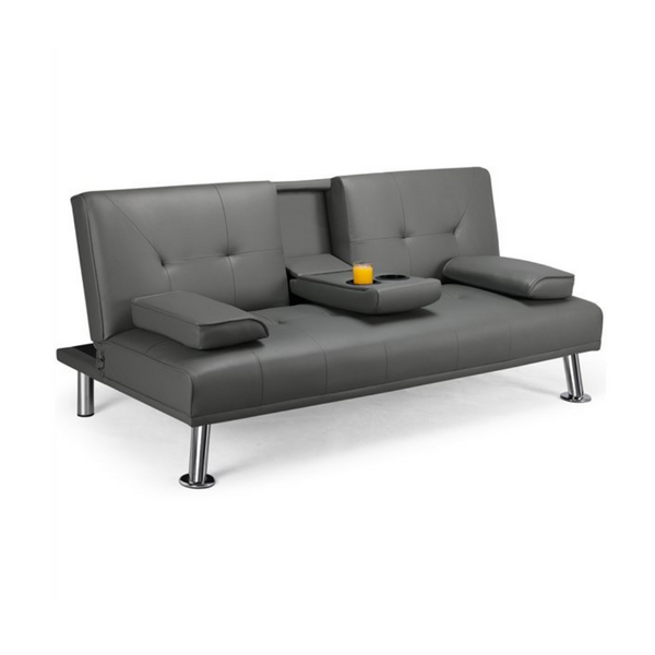 LuxuryGoods Modern Faux Leather Futon With Cup Holders (3 Colors)