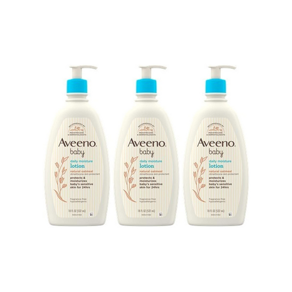 3 botellas de loción humectante diaria Aveeno Baby