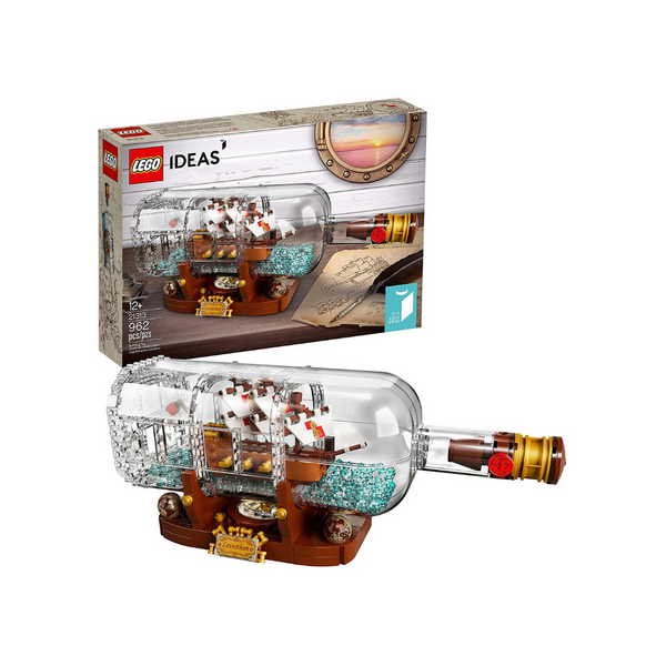 Barco LEGO Ideas de 962 piezas en una botella