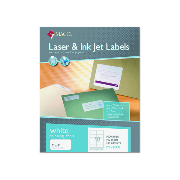 Box of 1000 White Laser/Inkjet Labels