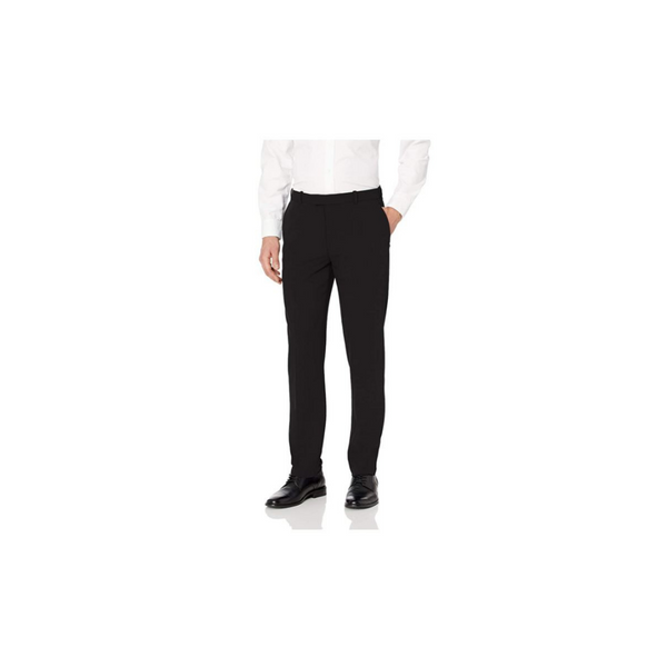 Van Heusen Pantalones negros flexibles de corte recto con frente plano para hombre