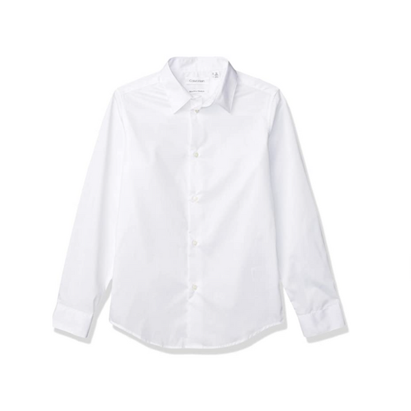 Calvin Klein Camisa de vestir con botones de ajuste delgado para niño (4 colores)