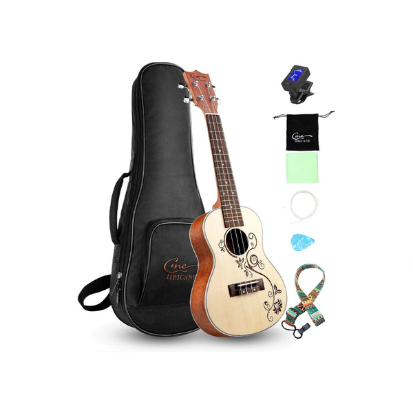 Ukelele profesional para principiantes con funda, afinador digital, correa y más