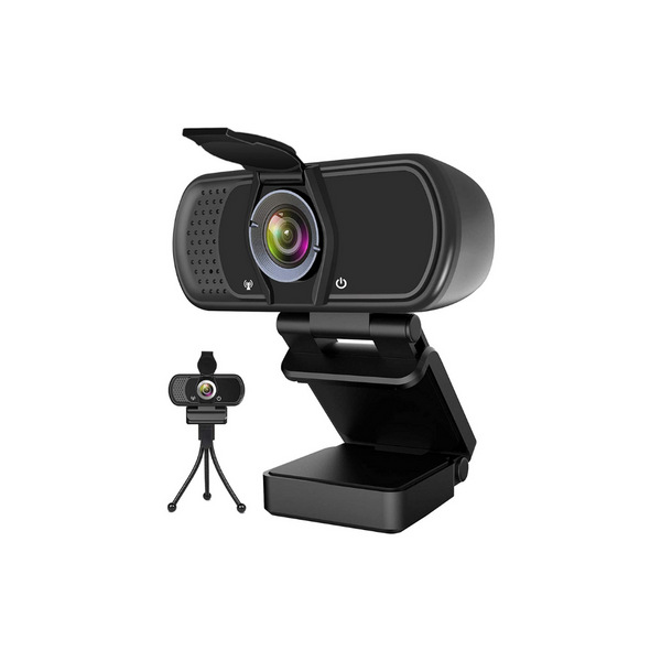 Cámara web con micrófono, cámara web Hrayzan 1080P HD con cubierta de privacidad y trípode