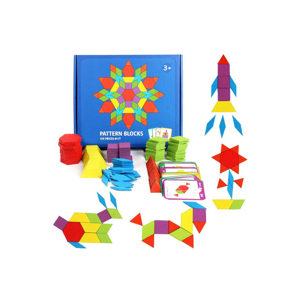 155 Pcs GEMEM Wooden Pattern Blocks Set