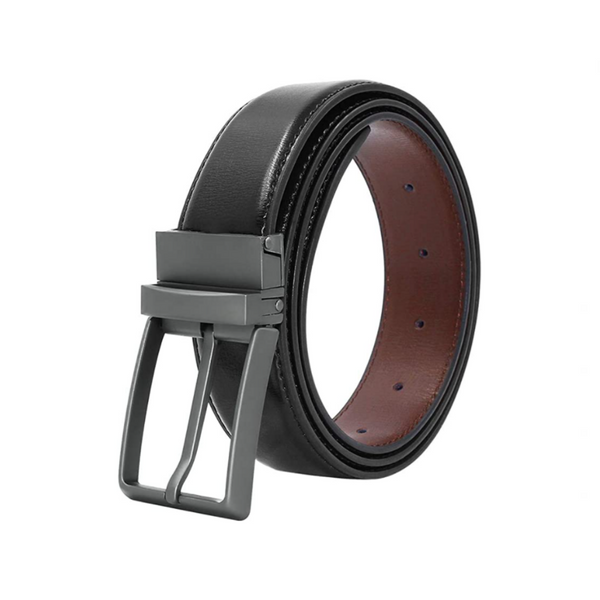 Cinturón de vestir reversible de cuero genuino para hombre