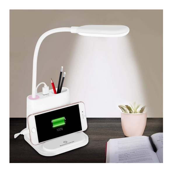Lámpara de escritorio LED con atenuación y puerto de carga USB