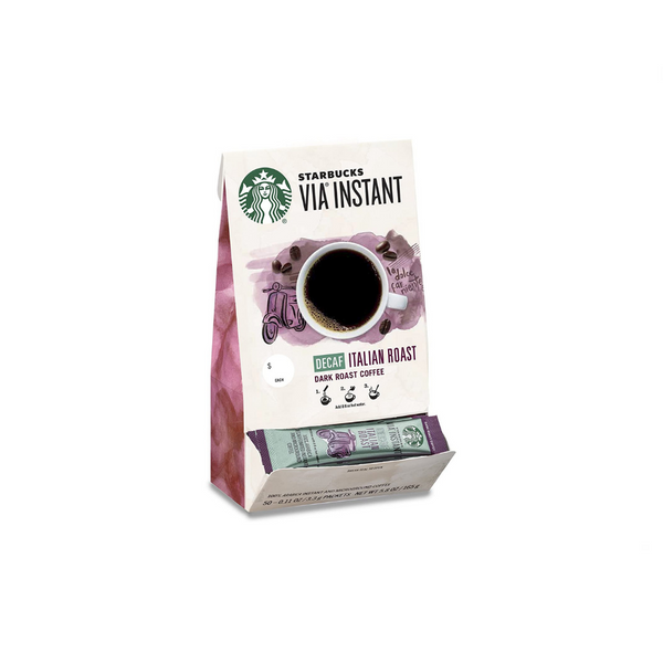 50 Packets Of Starbucks VIA Instant Decaf Italian Roast Coffee